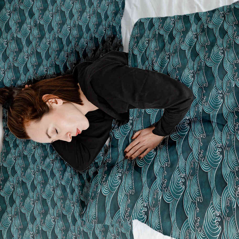 Therapy blankets bedding set waves turquoise-green