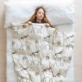 Therapy blanket and bedding set, white with deer.