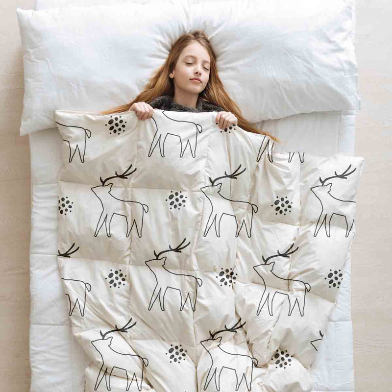 Therapy blanket and bedding set, white with deer.
