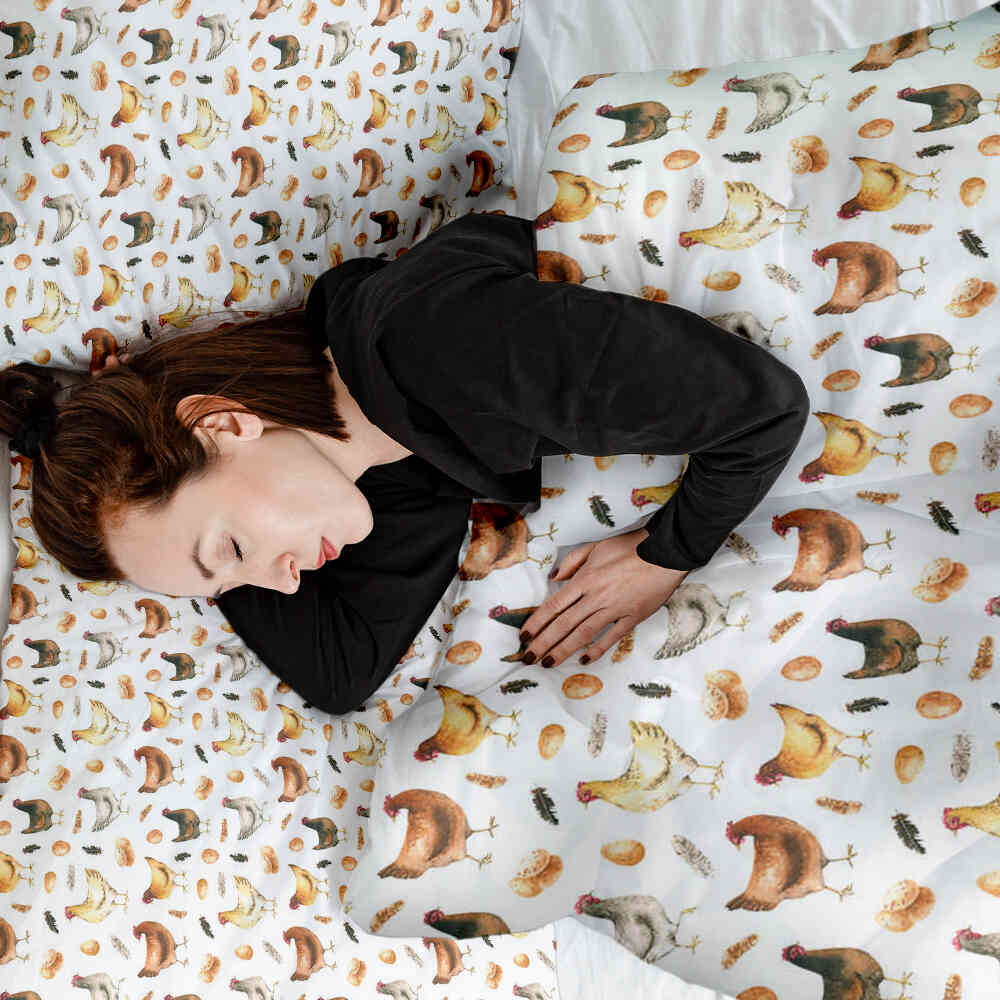 Original therapy blanket - cotton cover white with chickens