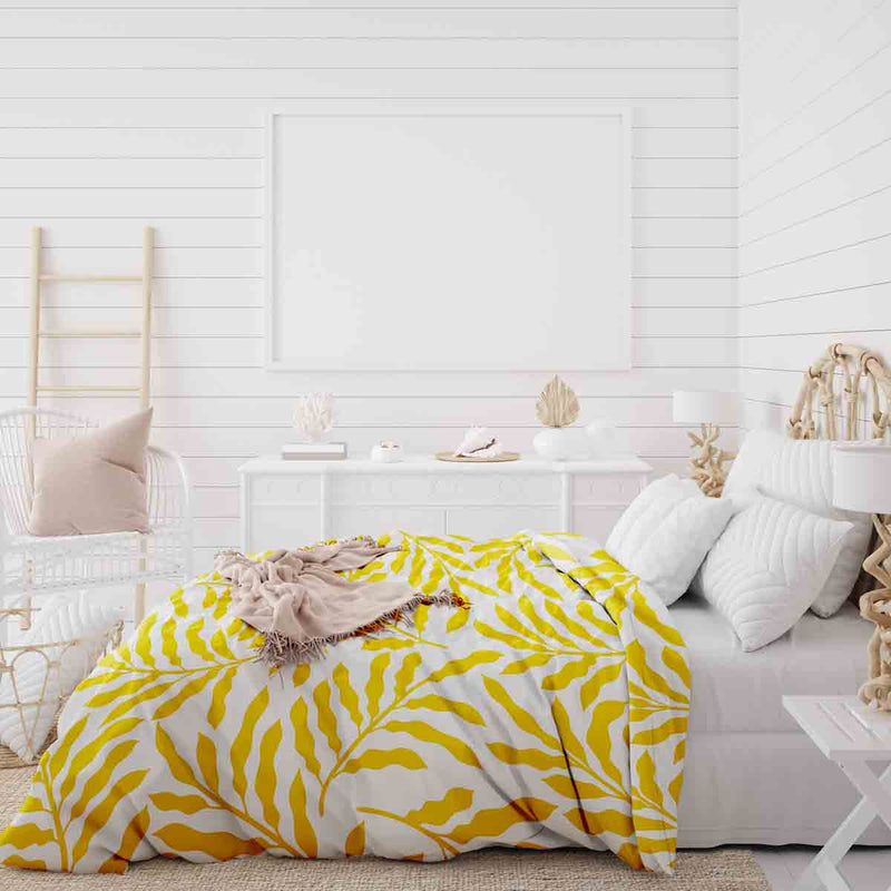 Set di biancheria da letto con coperte terapeutiche e rami gialli