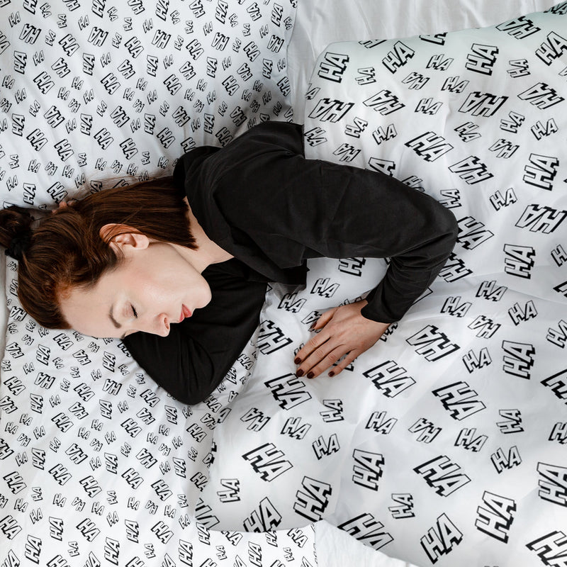 Set di biancheria da letto con coperte terapeutiche bianco Ha Ha