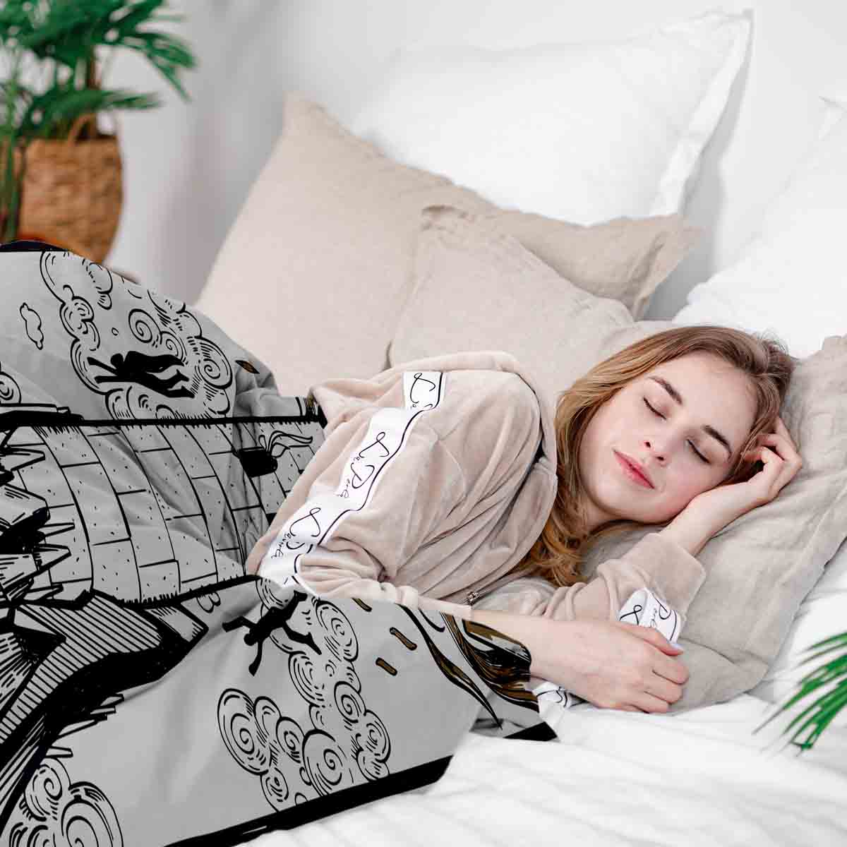 Therapy blankets bedding set white with tower