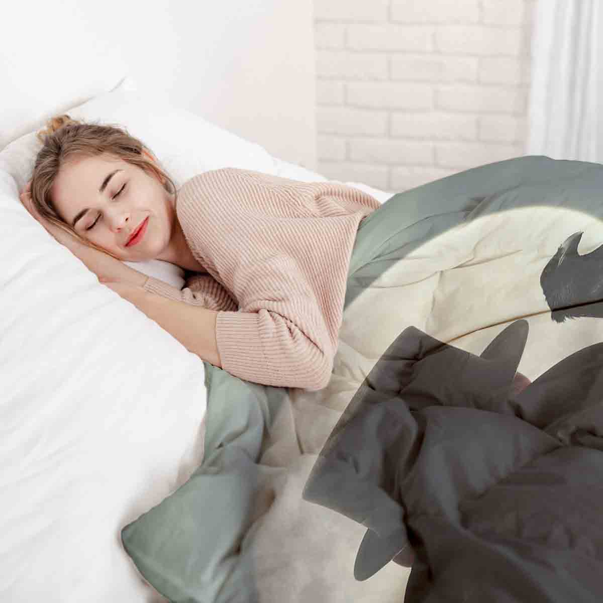 Set de ropa de cama con manta terapéutica Hombre a la luz de la luna