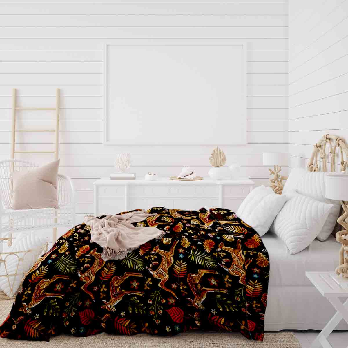 Therapy blankets bedding set brown with deer