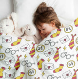 Therapy blanket bedding set, white, magic school.
