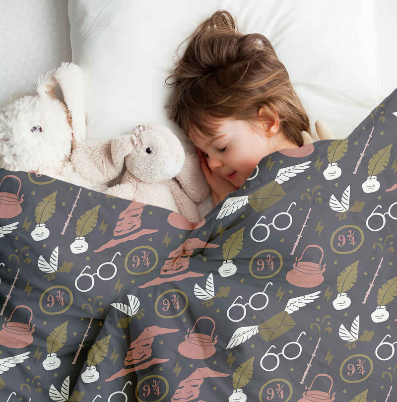 Juego de ropa de cama con manta terapéutica negro magia