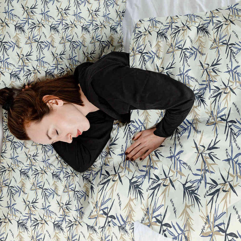 Therapy blankets bedding set leaf pattern beige