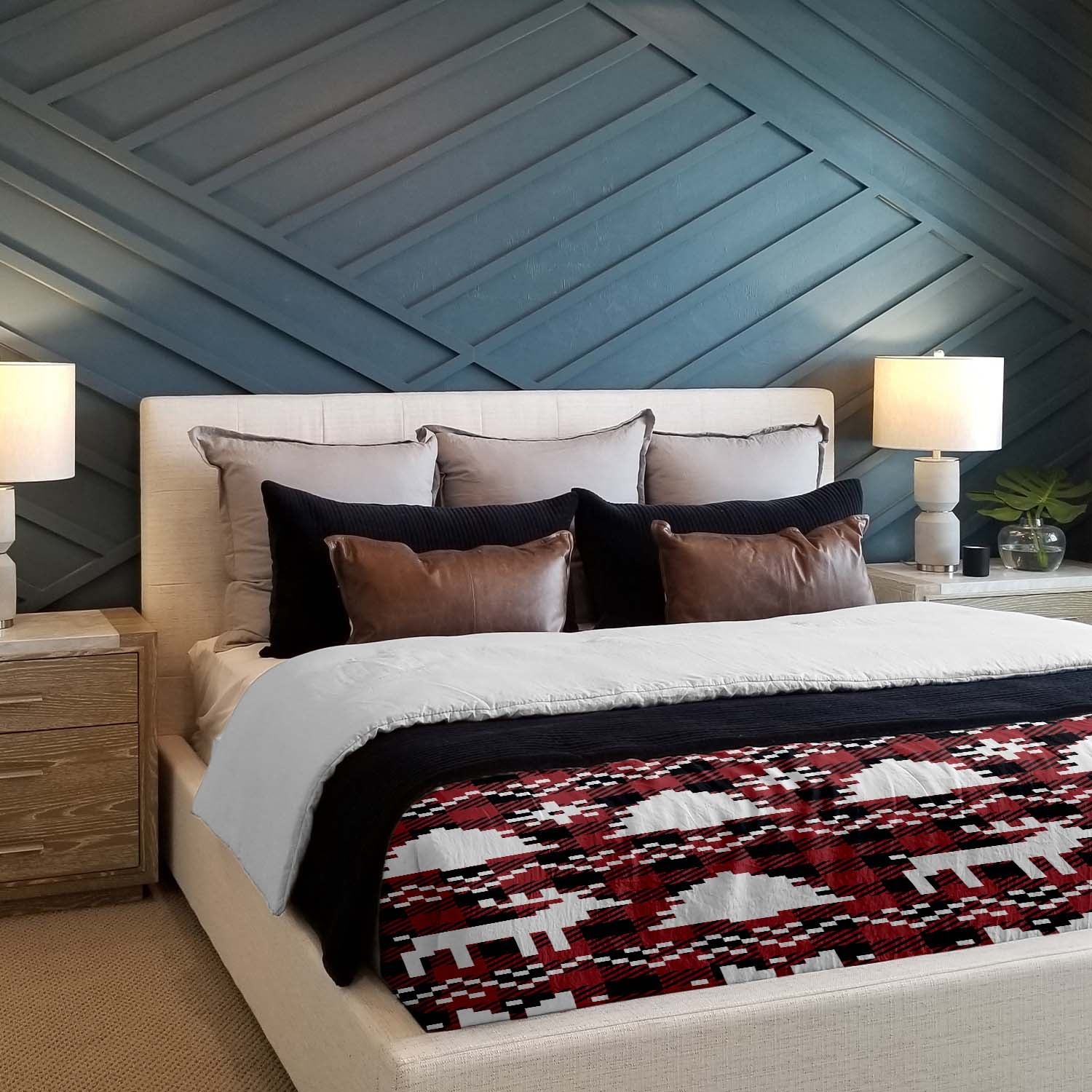 Coperta terapeutica originale - Rivestimento in cotone a quadri con motivi natalizi