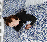 Therapy blanket and bedding set, blue wave pattern.