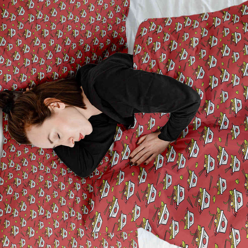 Set di biancheria da letto con coperta terapeutica rosso da asporto