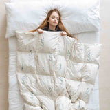 Therapy blanket and bedding set, white with spring flowers.