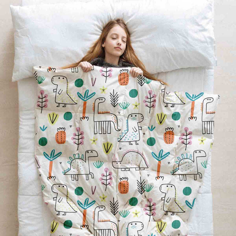 Set di biancheria da letto con coperte terapeutiche e dinosauri colorati