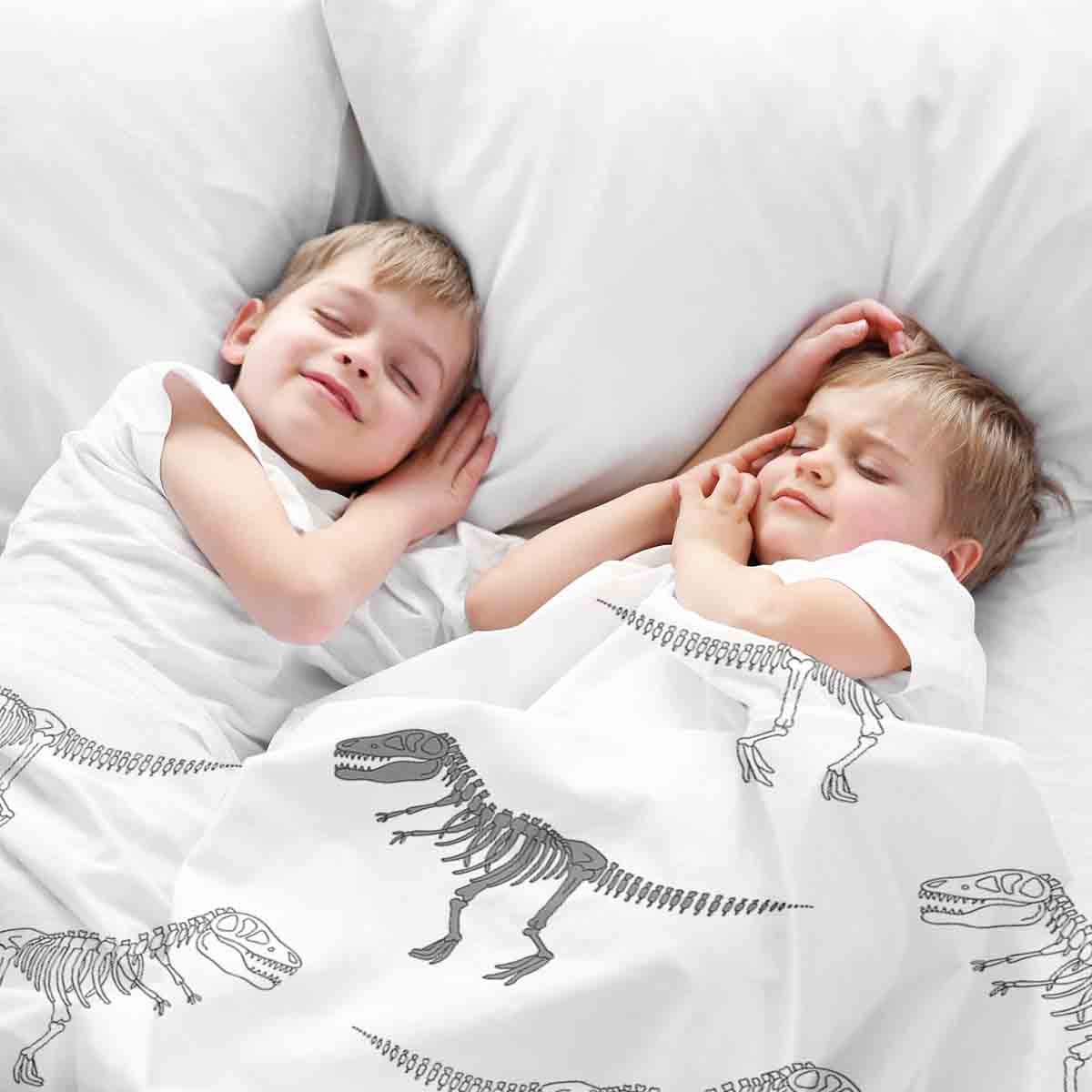 Original therapy blanket - cotton cover white with dinosaur skeleton