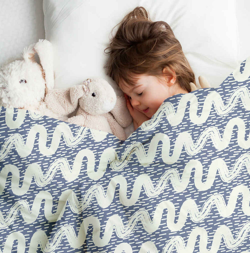 Therapiedekens katoenen hoes blauw witte golven