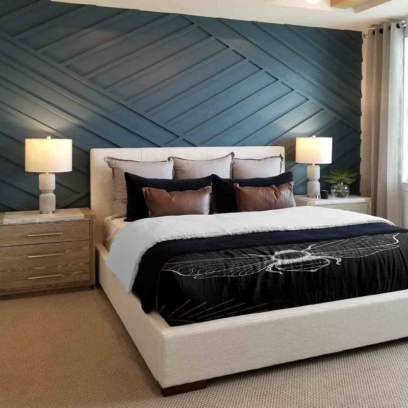 Set di biancheria da letto con coperta terapeutica nero con tarma