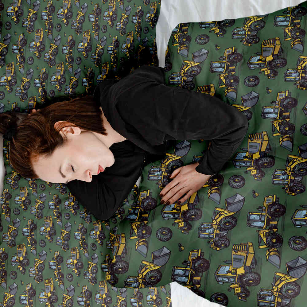 Therapy blankets bedding set green tractor