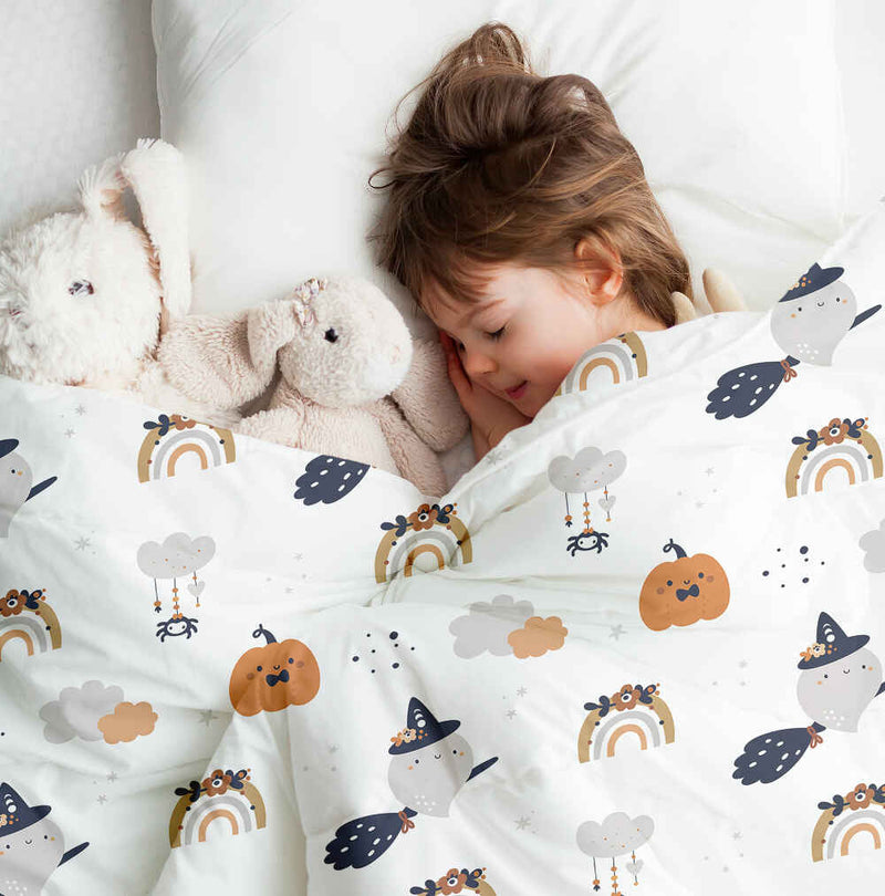 Set de ropa de cama y mantas terapéuticas blanco otoño