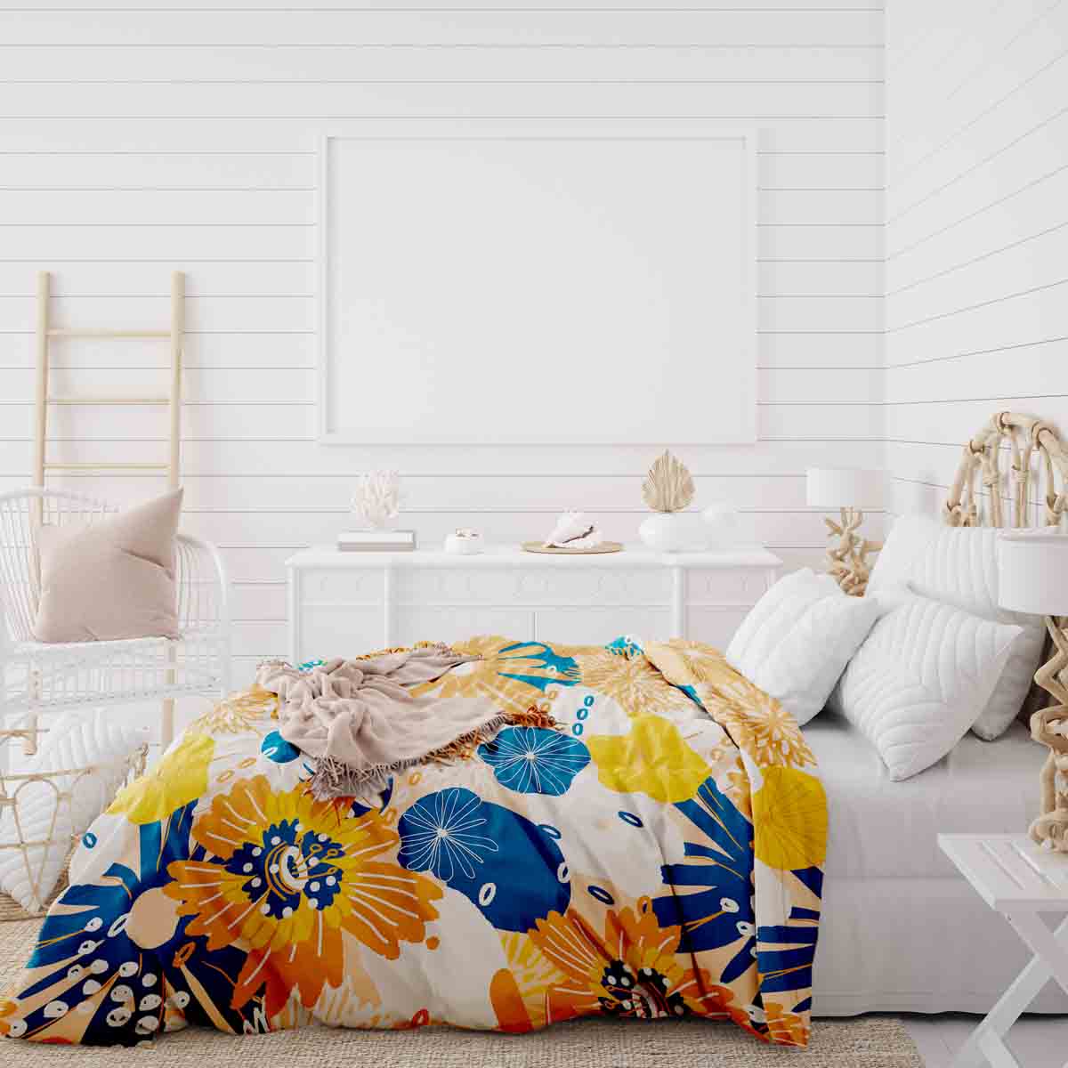 Coperta terapeutica originale - Rivestimento in cotone con fiori di gerbera