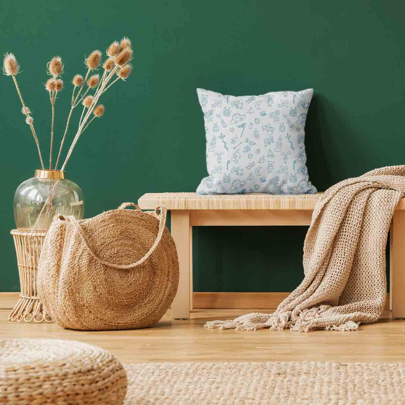 White health pillow with toys