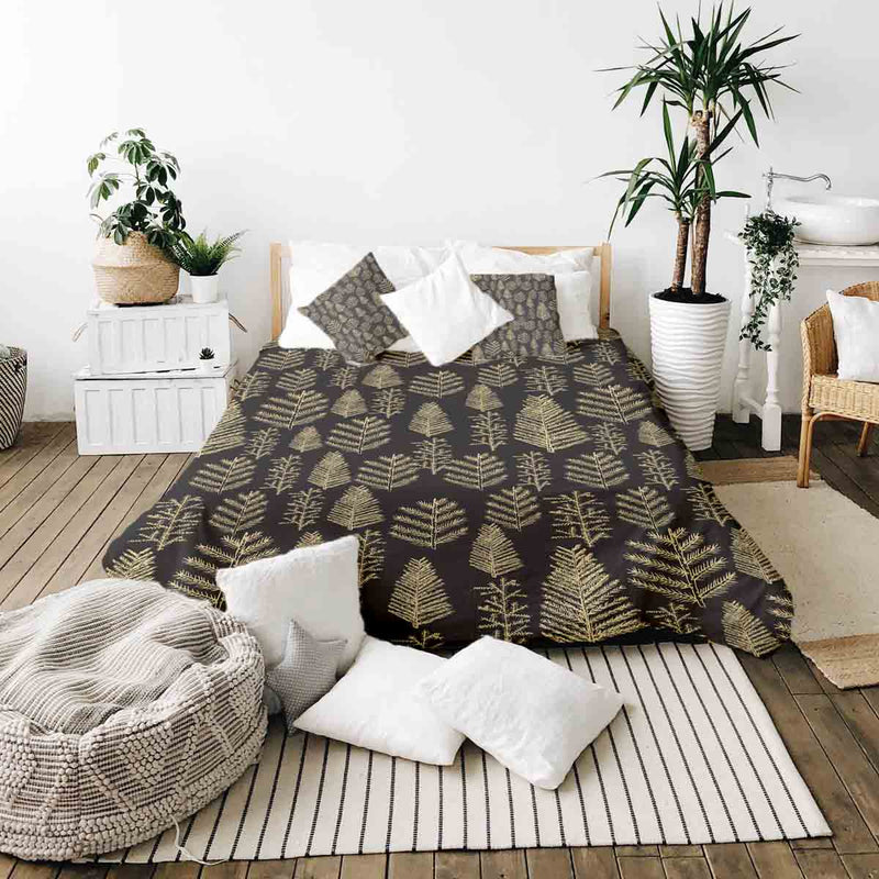 Set de ropa de cama con manta terapéutica y motivo de bosque