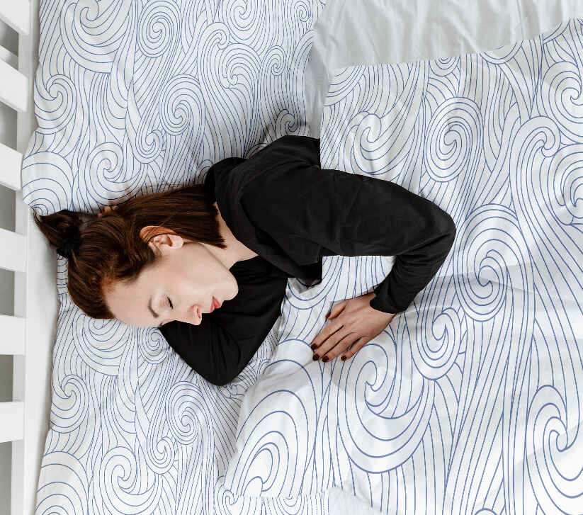 Set de ropa de cama con manta terapéutica ondas azules