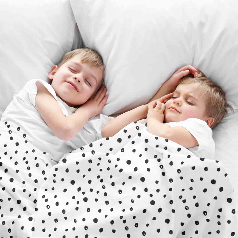 Therapy blanket and bedding set, white with many small dots.