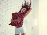 Health pillow, red, with funny Christmas motifs.