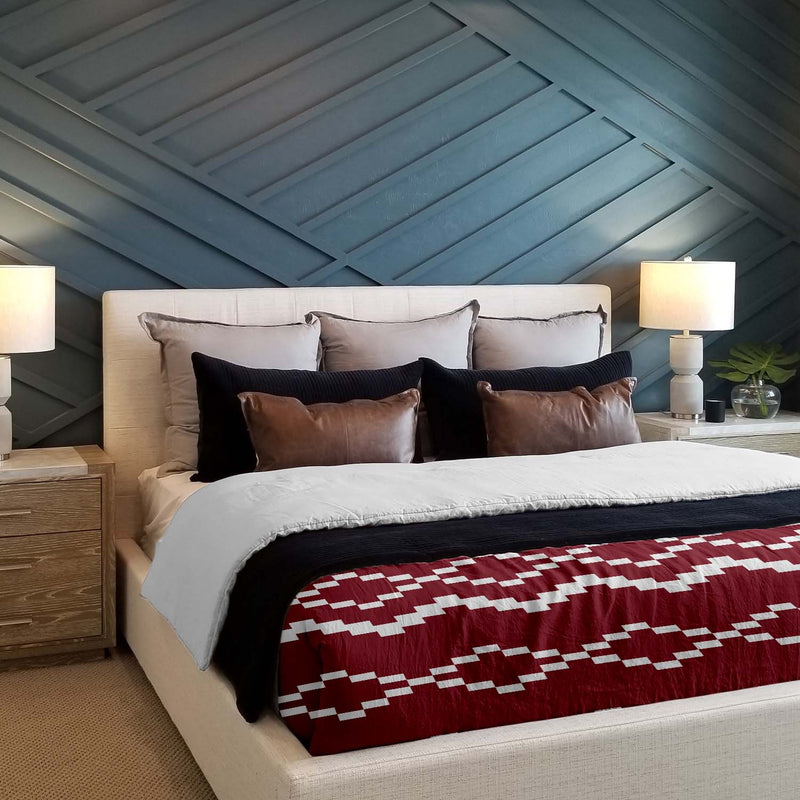 Set de ropa de cama con manta terapéutica y patrón navideño rojo