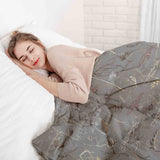 Set di biancheria da letto con coperte terapeutiche grigio con piante dorate