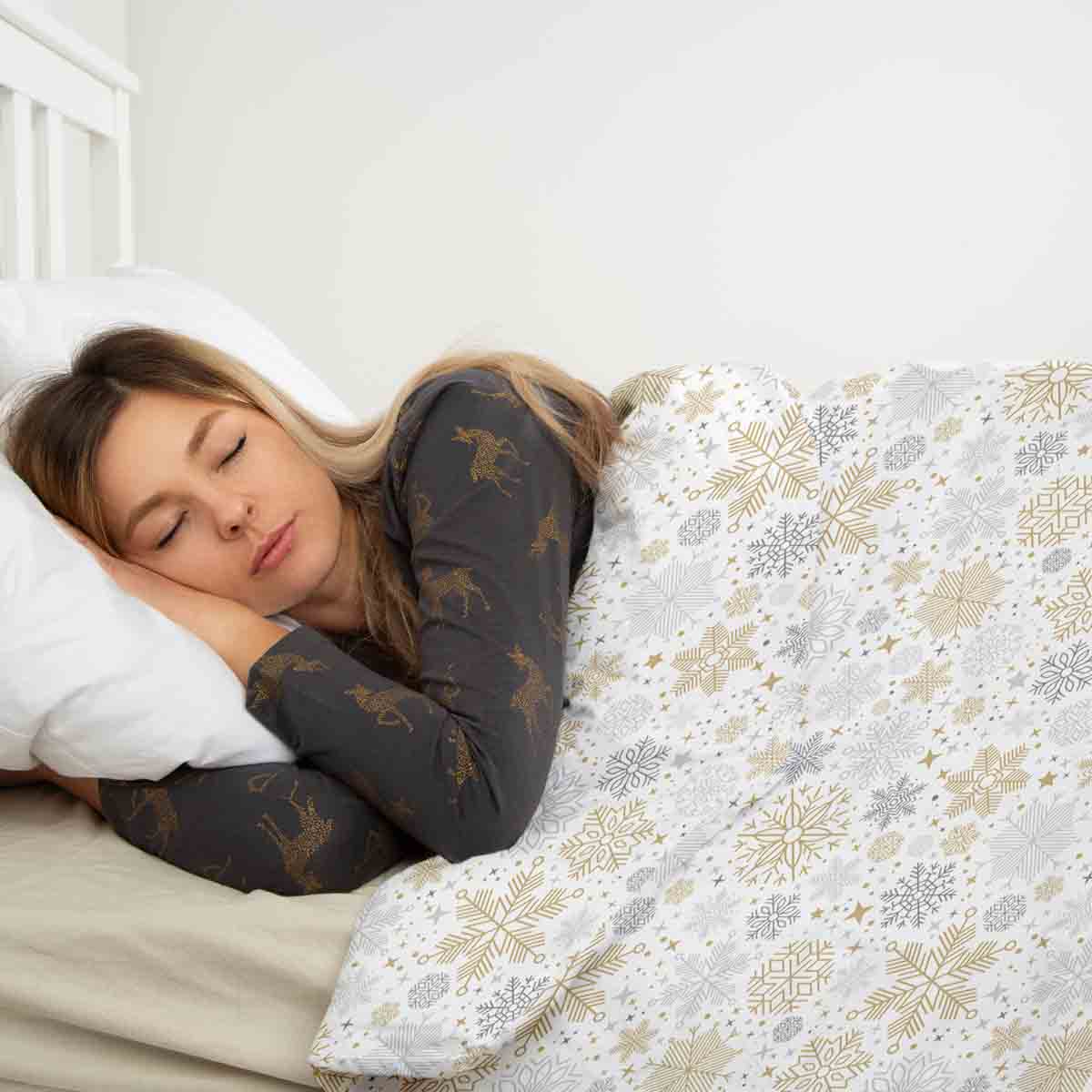 Juego de ropa de cama Therapeidecken con estampado claro de ventisca de nieve