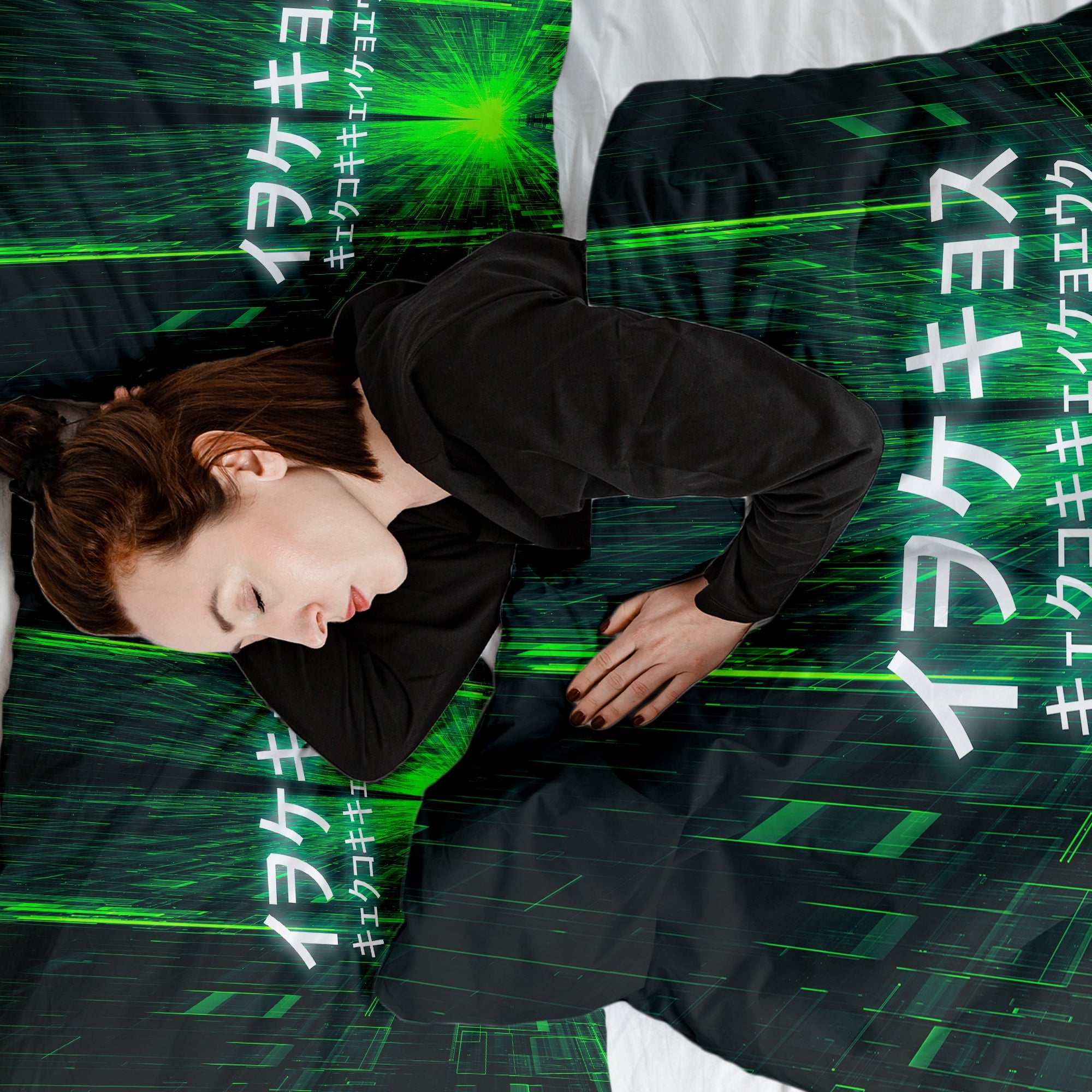 Originele therapiedeken - katoenen hoes groen met Chinese tekst