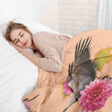 Set de ropa de cama con manta terapéutica naranja con grulla