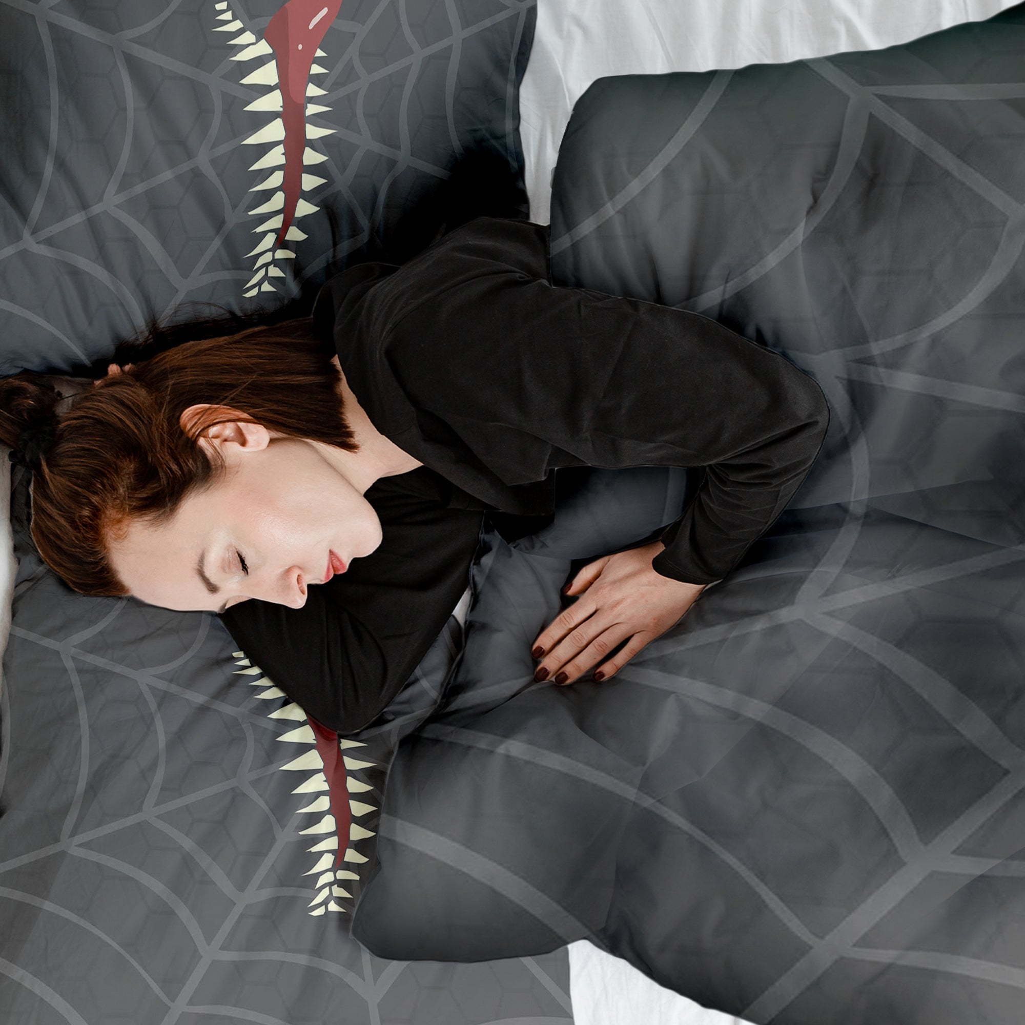 Therapy blankets bedding set gray spiderweb