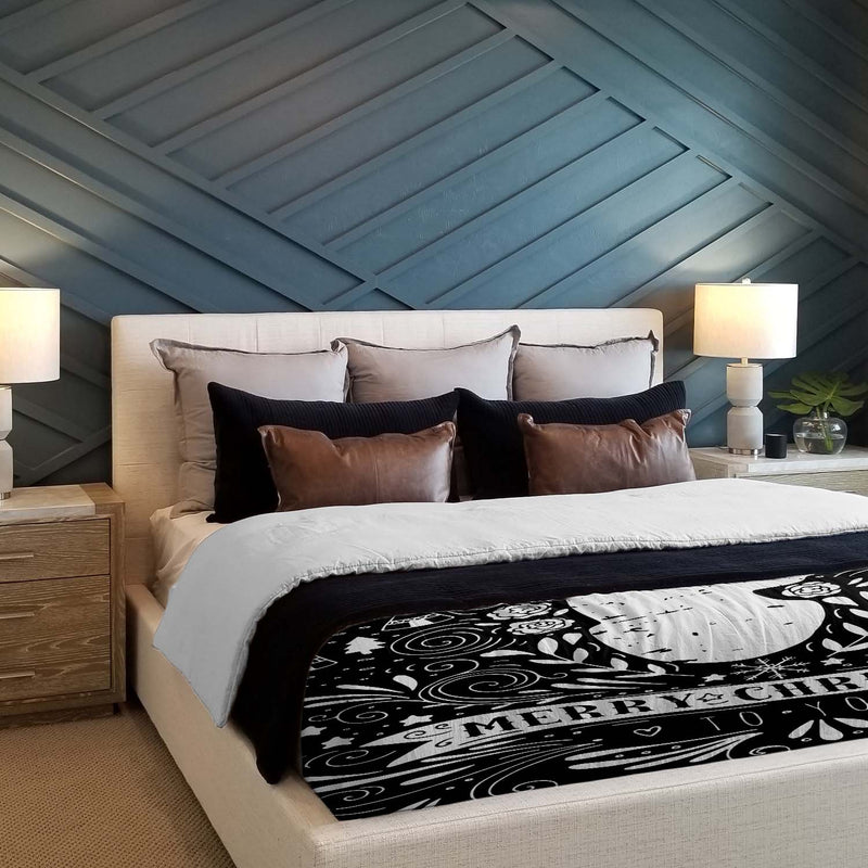 Set de ropa de cama con manta terapéutica negro Merry Christmas