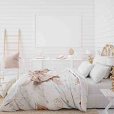 Set de ropa de cama con manta terapéutica rosa con hojas