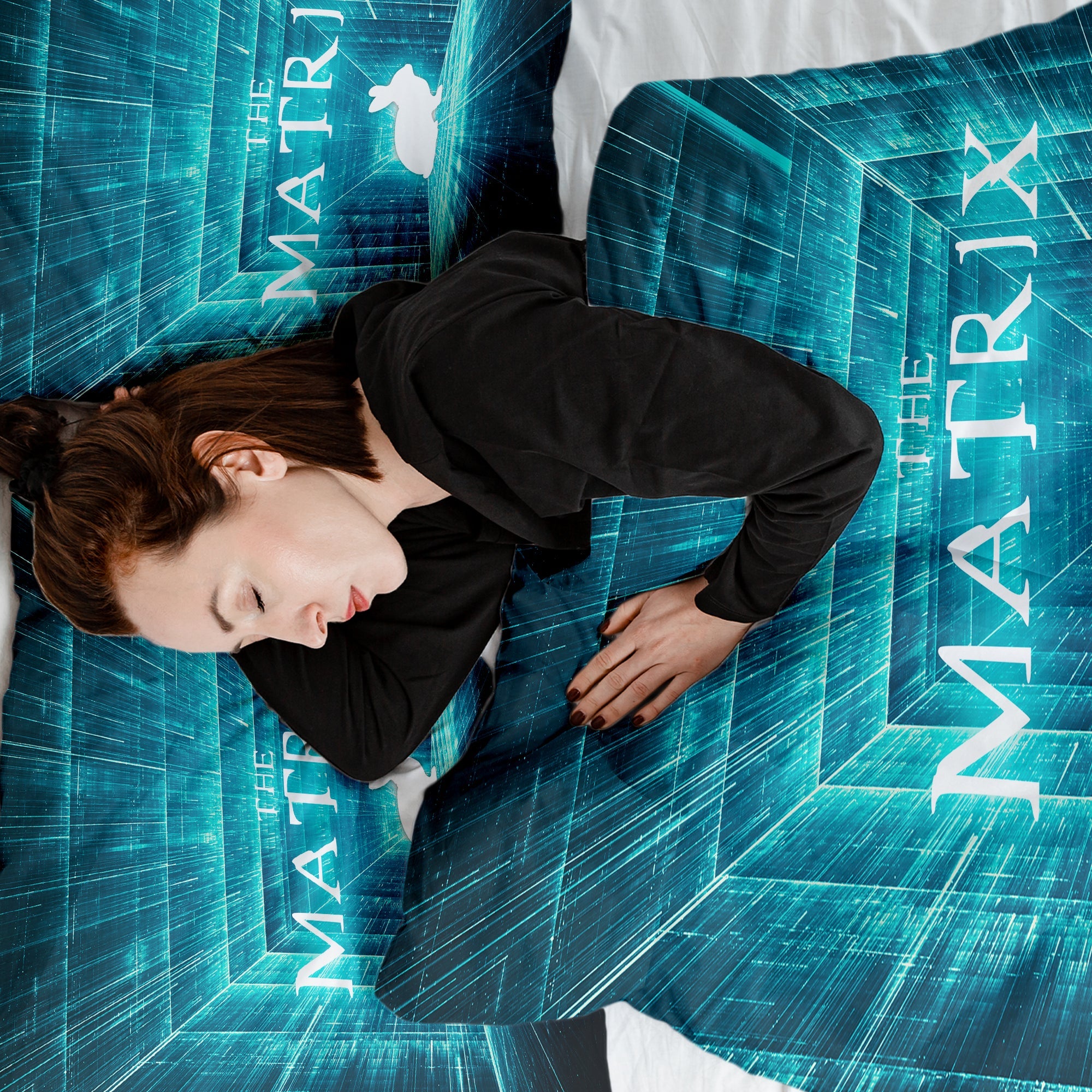 Therapy blankets bedding set blue matrix