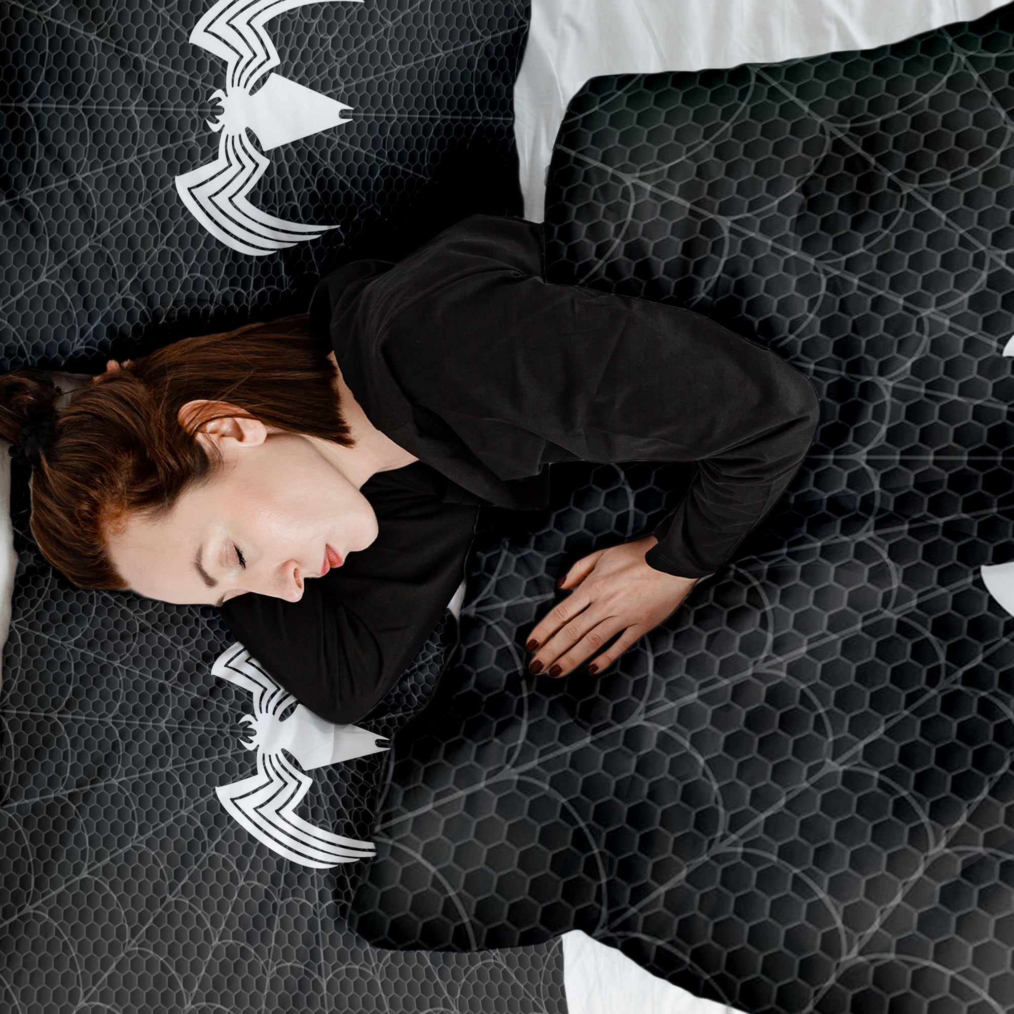 Originele therapiedeken - katoenen hoes zwart met spin