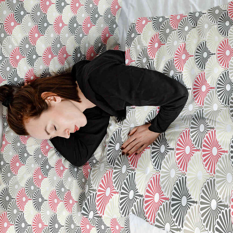 Therapy blanket and bedding set, colorful abstract flowers.
