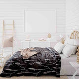 Therapy blanket bedding set, dark gray with white branches.