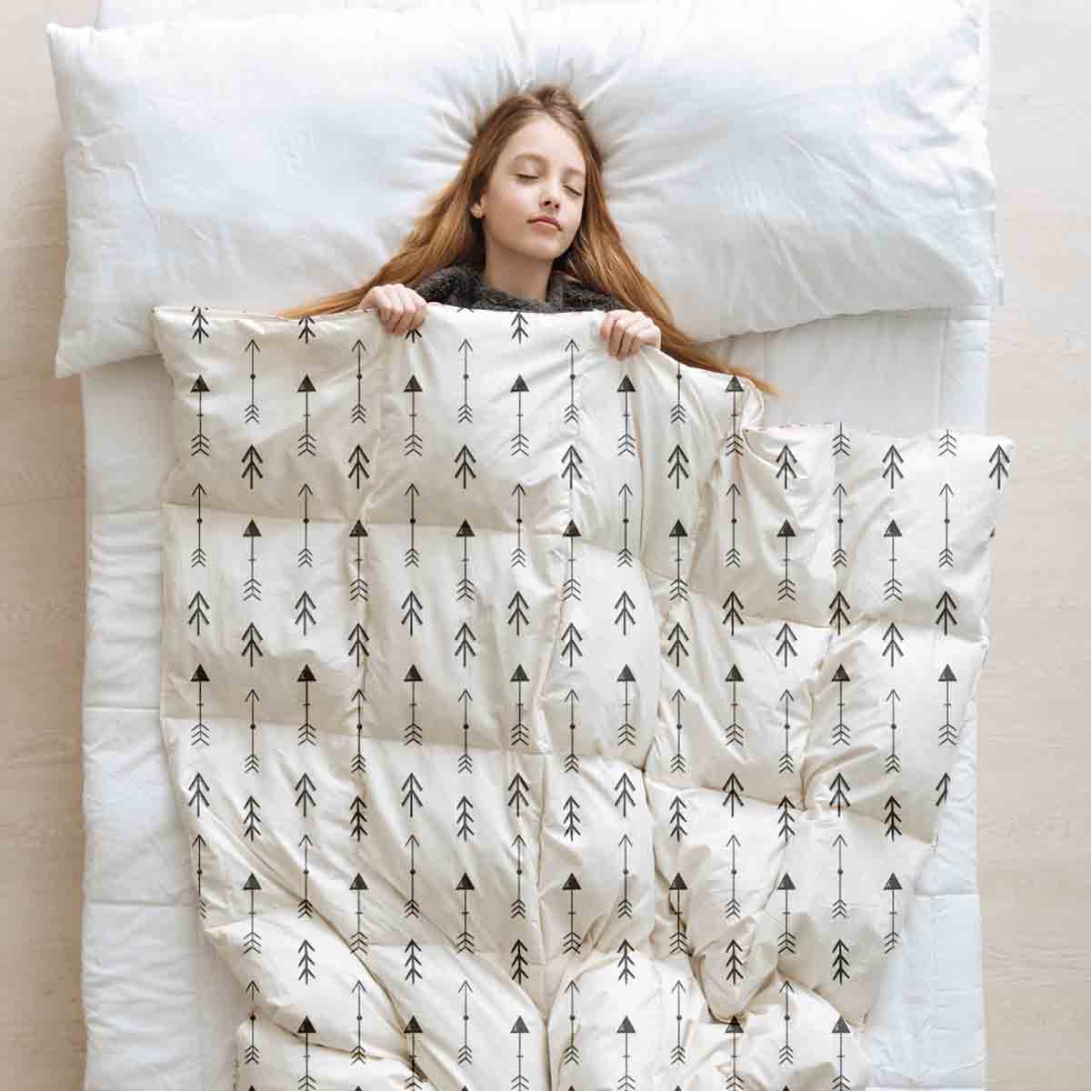 Manta terapéutica original - Funda de algodón blanca con muchas flechas negras