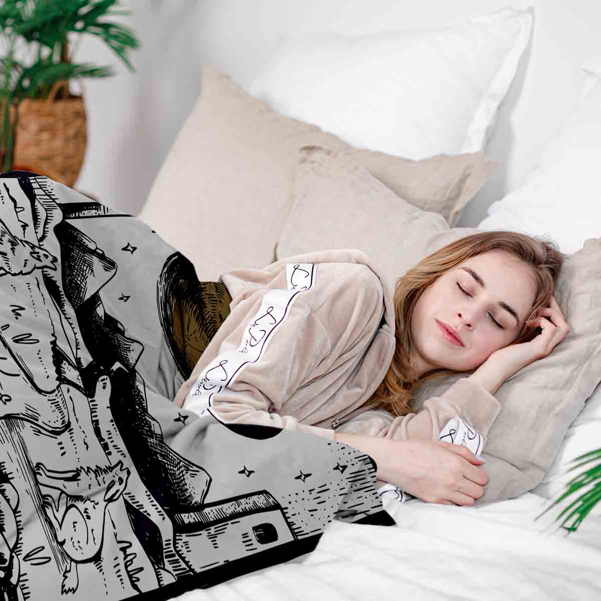 Therapy blankets bedding set wolf and moon