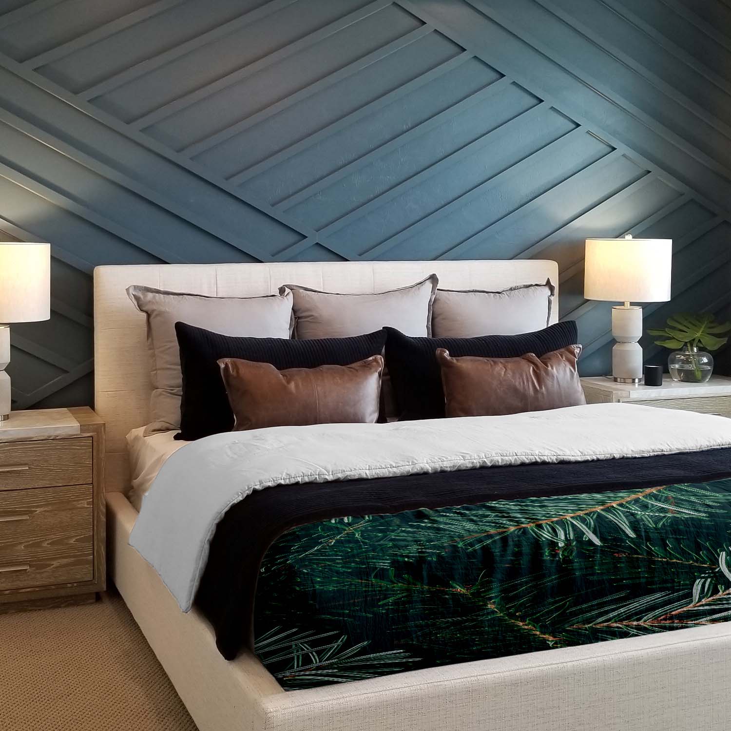 Therapiedecnen bedding set with green fir branches
