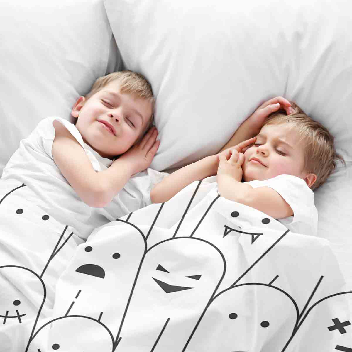 Coperta terapeutica originale - Rivestimento in cotone bianco con fantasmi divertenti