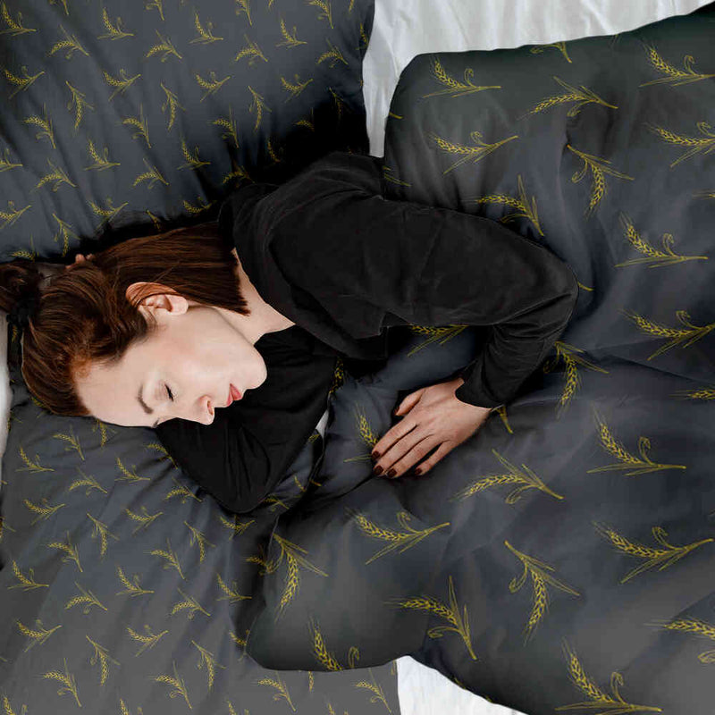 Therapy blanket bedding set, grey with wheat.