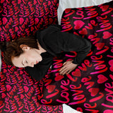 Set de ropa de cama con manta terapéutica negra con inscripción Love