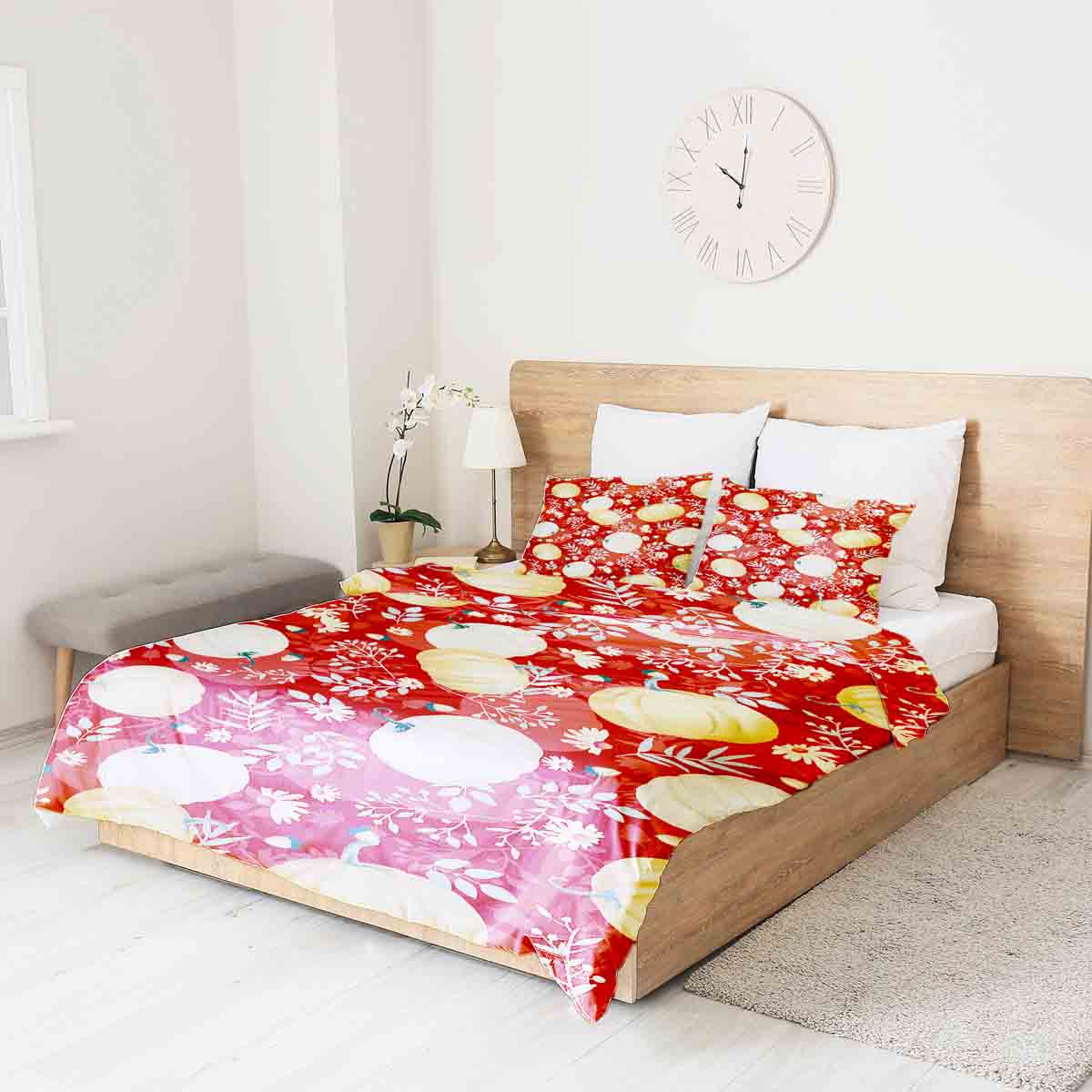 Juego de ropa de cama con manta terapéutica rojo con calabazas