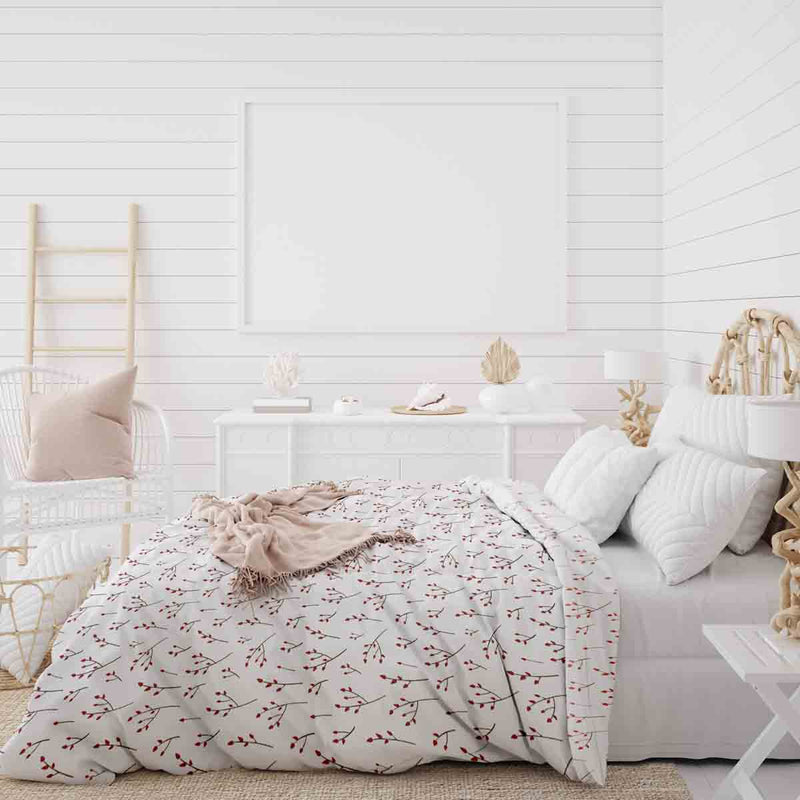 Therapy blanket and bedding set, white with delicate roses.