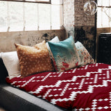 Set de ropa de cama con manta terapéutica y patrón navideño rojo