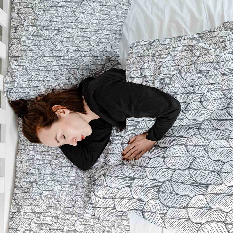 Therapiedecken beddengoed set grijs met esdoornbladeren